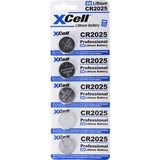 XCell 5er-Sparset CR2025 Lithium Batterie 3V, CR2025 Batterien im praktischen 5er Set