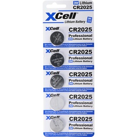 XCell 5er-Sparset CR2025 Lithium Batterie 3V, CR2025 Batterien im praktischen 5er Set