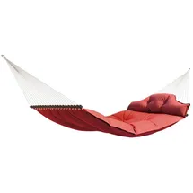 HOPLO Exclusive Kingsize Stabhängematte doppelseitig verwendbar hellrot/rot - gesteppt