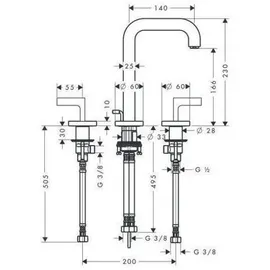 Hansgrohe Citterio 3-Loch Waschtischarmatur Edelstahl Optic