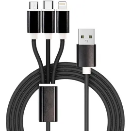 Reekin USB-Ladekabel USB-A Stecker, USB-C® Stecker, USB-Micro-B Stecker, Apple Lightning Stecker 1.20 m Schwarz 4260272282320