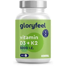 gloryfeel gloryfeel® Vitamin D3 K2 K2VITAL® von Kappa 5.000 IE Tabletten