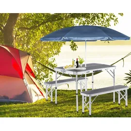 CASARIA Campingtisch Klappbar mit Bänken Grau