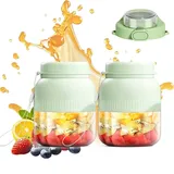 500 ML Tragbarer Mixer, 2026 Neu Smoothie Maker To Go, 10 Klingen Smoothie Mixer Leistungsstarke Performance, Multifunktional Mini Mixer Smoothie Maker für Shakes und Smoothies (Zwei Deckel B)