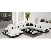 Xlmoebel Ecksofa Garnitur Ecksofa U-Form aus Leder Wohnlandschaft Big XXL Couch Polster, Hergestellt in Europa weiß