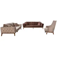 JVmoebel Sofa Sofagarnitur Sofa 3+3+1 Sitz Wohnzimmer Braun Sessel Stoff, Made in Europa braun