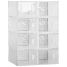 Homcom DIY Schuhbox Schuhkartons mit 8 Fächern Aufbewahrungsbox Transparent