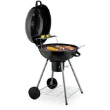 Relaxdays Kugelgrill, Ø 53 cm, 2 Grillrost, Thermometer, Aschesammler, Holzkohlgrill mit Rädern, BBQ, Smoker, schwarz