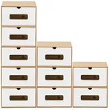 BigDean Schuhbox 10 Boxen stapelbar mit Sichtfenster & Schublade Schuhe Spielzeug etc. (10 St) braun