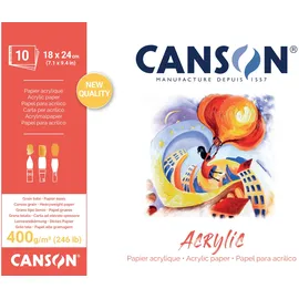 Canson Acrylpapier Leinwandkörnung 400 g/m2 10 Blatt 18 x 24 cm naturweiß