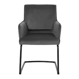 Mendler 6er-Set Freischwinger HWC-N60, Esszimmerstuhl Küchenstuhl Stuhl, Stoff/Textil Öko-Tex ~ dunkelgrau