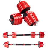 Melko Kurzhantel 20kg Langhantel Set 4in1 Hantelset verstellbar Hantel Hantelstangen Krafttraining Langhantelset Kurzhantelset Langhantel mit Gewichten