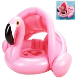 Aurihxus Baby Schwimmring, Flamingo mit Sonnenschutz, Aufblasbarer Schwimmreifen, Pool Schwimmring, babyschwimmen für Kinder ab 6 Monaten bis 48 Monaten