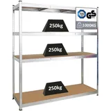 Proregal Schwerlastregal Taurus XL mit TÜV/GS Zertifizierung HxBxT 180 x 160 x 60 cm Fachlast 250 kg Verzinkt