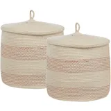 Beliani Aufbewahrungskorb 2er Set Baumwolle Hellbeige