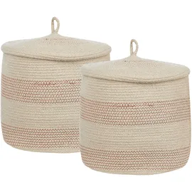 Beliani Aufbewahrungskorb 2er Set Baumwolle Hellbeige