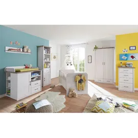 Begabino Babybett »Luca«, mit Schlupfsprossen, pinie weiß/trüffel, , weiß , Maße cm, B: 144 H: 80 T: 82.0