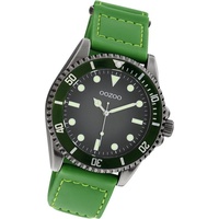 OOZOO Quarzuhr Oozoo Herren Armbanduhr Timepieces, (Analoguhr), Herrenuhr Lederarmband grün, rundes Gehäuse, groß (ca. 42mm) grün