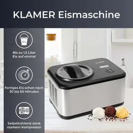 Klamer Eismaschine Silber 1,5 l