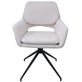 Mendler 6er-Set Esszimmerstuhl HWC-N74, Küchenstuhl, drehbar Auto-Return, Stoff Bouclé (540g/m2) Öko-Tex ~ creme