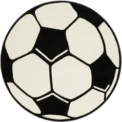 Kinderteppich HANSE HOME "Fußball" Gr. 9, weiß, H:10mm Ø:100cm, Kunstfaser, Teppiche, Kinder-Teppich, Rutschfest, Kurzflor, Fussball, Kinderzimmer, Spiel
