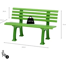 PROREGAL Gartenbank Antigua | 2-Sitzer | Apfelgrün | HxBxT 74x120x54cm | UV-beständiger Kunststoff | Parkbank Sitzbank Gartenbänke  Terrasse