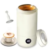 400ml Reise Wasserkocher mit Heiß-/Kalt-Milchschäumer, 3 Mix-Stufen, 6-Temperaturstufen, Touchsteuerung mit Temperaturanzeige, Edelstahl 304 Innenschale,350W Klein-Reisebecher für Milch/Kaffee/Protein