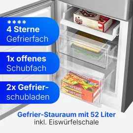 Bomann KG 7359 Kühl-Gefrierkombination (173 l, 1430 mm hoch, Edelstahl)