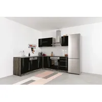 kochstation Winkelküche L-Form KS-Samos 220 cm schwarz
