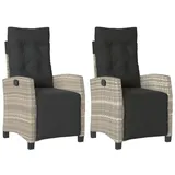 vidaXL Gartensessel mit Fußteil 59 x 68,9 x 35,9 cm hellgrau 2 St.