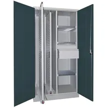 Pavoy Vertikalauszugsschrank, Trennwand, 2 Auszüge, 3 FB, 2 Schubladen, RAL 7035/7016