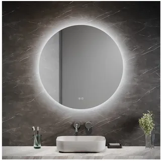 SONNI Badspiegel Rund Badspiegel mit Beleuchtung, Ø 80/60cm, Antibeschlage, Touch-Schalter, Energiesparend, Wandspiegel, Lichtfarbe Dimmbar Ø 80 cm