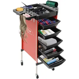 minrs Friseurwagen, mit 5 Schubladen und Rollen, Arbeitswagen Friseur Friseurrollwagen für Stylist Friseur Haarstyling SPA