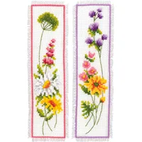 Vervaco Lesezeichen Kreuzstich Stickpackungen Gezählter Kreuzstich Set Blumen 2er