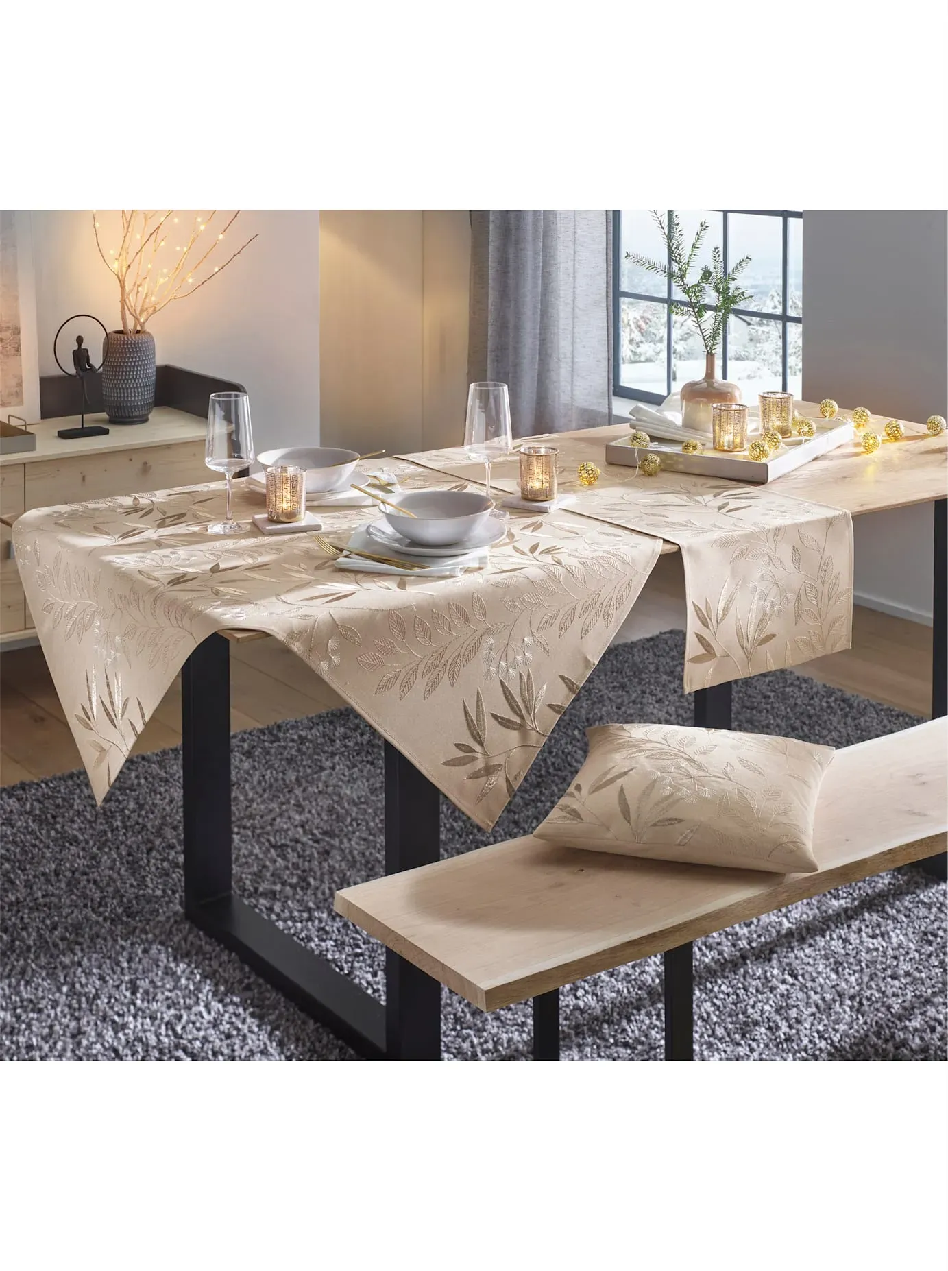 Tischdecke Gr. 4, beige, B:35cm L:50cm, Tischdecken, Tischdecke