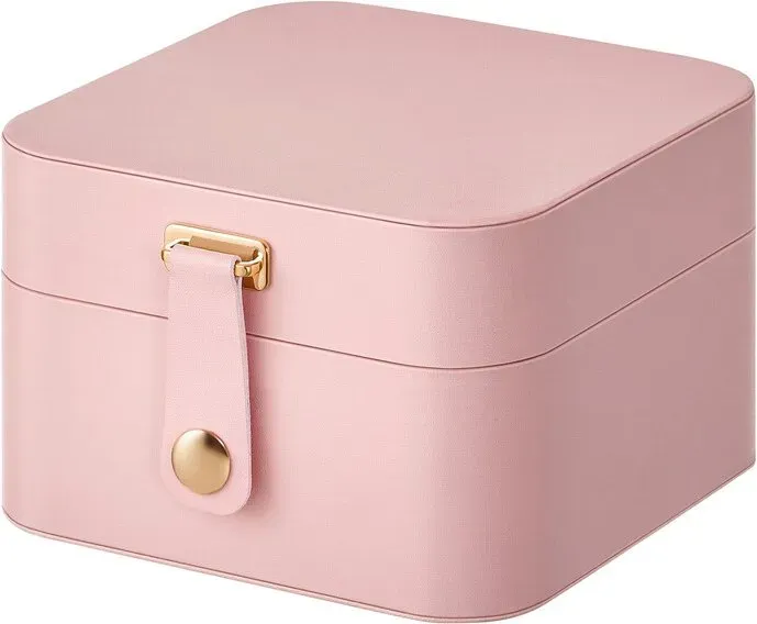 Ochama Schmuckbox, 2 Ebenen, aus PU, Schmuckkasten, rosa