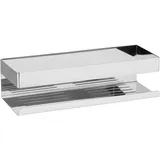 Wenko Turbo-Loc Wandablage Genova Shine, Bad-Ablage, Befestigen ohne Bohren, 30 x 8 x 10,5 cm, Silber glänzend