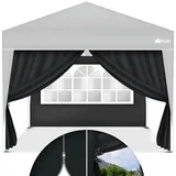 2x Seitenwand Schwarz Für Pavillon 3x3m & 3x6m Faltpavillon Seitenteile Wasserabweisend Seitenfenster & Reißverschluss Seitenwände Für Gartenzelt Partyzelt - Tillvex