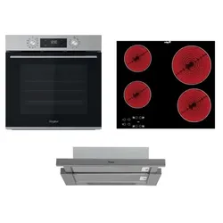 Whirlpool Backofen OMK58CU1SX + Cerankochfeld AKT8090NE + Dunstabzugshaube AKR7491IX SETWH21