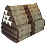 Wilai Thaikissen XXL Kapok ausklappbar Entspannungskissen Bodenkissen Sitzkissen Bodenmatte Loungekissen Zierkissen Yogakissen (82418 - braun/beige)