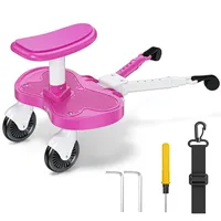 BugyKido Buggy Board, Trittbrett für Kinderwagen Universal für Kinder von 2-6 Jahren, Trittbrett Kinderwagenzubehör mit Sitz max. Belastung von 25kg, Rosa
