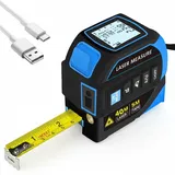4-in-1 Digitaler Laser-entfernungsmesser: 40-m-laser-entfernungsmesser, 5-m-maßband, Elektronische Zweiachsen-wasserwaage, Fadenkreuz, Wiederaufladbar, Hintergrundbeleuchtetes Lcd-display