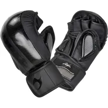 JU-SPORTS MMA Sparring Handschuhe Carbon - Assassin schwarz, PU I Allkampf/MMA Handschuhe mit Handrückenpolster I Robuster Daumen- & Ballenschutz fürs Training I Größe L