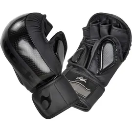 JU-SPORTS MMA Sparring Handschuhe Carbon - Assassin schwarz, PU I Allkampf/MMA Handschuhe mit Handrückenpolster I Robuster Daumen- & Ballenschutz fürs Training I Größe L