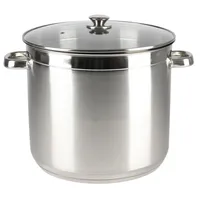 Buri Edelstahl-Kochtopf 20 Liter mit Glasdeckel Suppentopf Gulaschtopf Partytopf