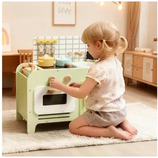 aiyaplay Kinderküche Spielküche mit Mikrowelle Spüle und Zubehör Spielzeugküche Puppenküche Spielset Spielzeug für Kinder Geschenk für Mädchen Jungen ab 3 Jahren Grün