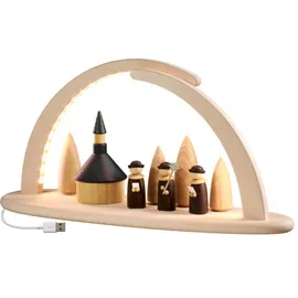 Seiffener Volkskunst LED Schwibbogen Seiffener Kirche 42 x 21 x 13 cm
