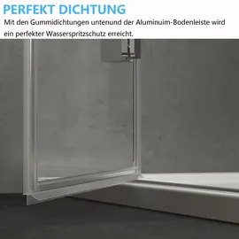IMPTS Duschkabine Duschtrennwand Mattschwarzt Duschabtrennung 6mm ESG Glaswand Faltdusche 90 x 185cm, -