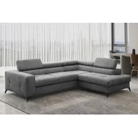 Kaiser Möbel Ecksofa mit schlaffunktion und bettkasten, Sofa L-form, Couch L-form Arcadi Dicker Cord Dunkelgrau Rechts - Grau