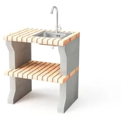 MOVELAR Modul Liz, Arbeitsplatte aus farbigem Ziegelstein mit Spüle und Wasserhahn